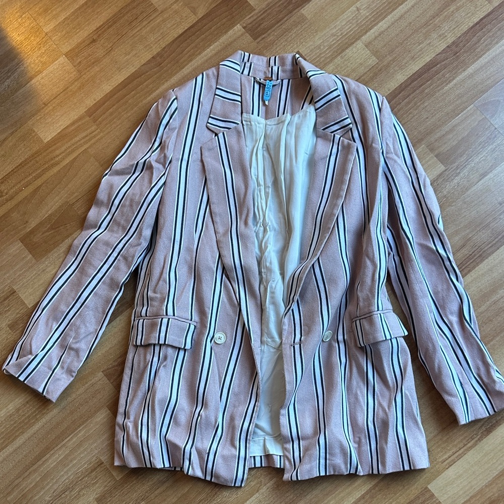 Free People Pink Striped Blazer
